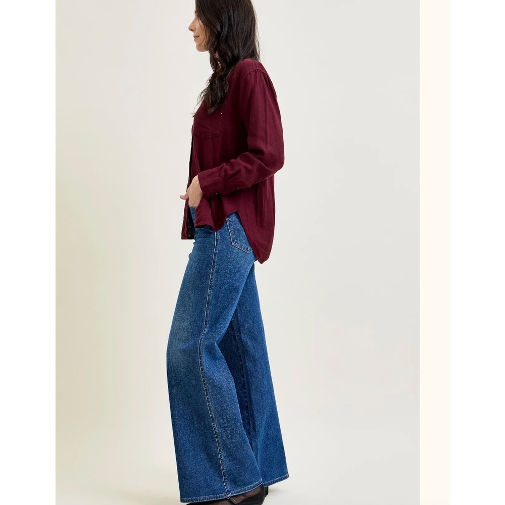 Judy Blue High Waisted Wide Leg Jeans Dark Rinse Wash Size 20W